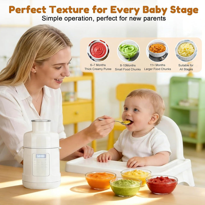 Babynahrungszubereiter 500 W – All-in-One-Gerät: Dampfgarer, Mixer, Wärmer & Timer für alle Entwickl