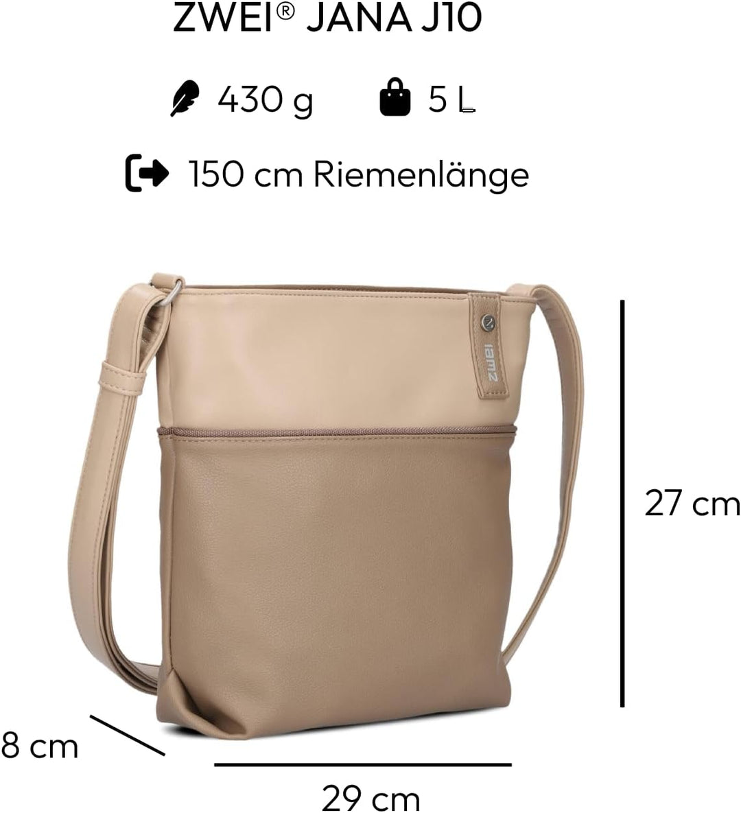 Zwei J10 Umhaengetasche Hazel, Hazel