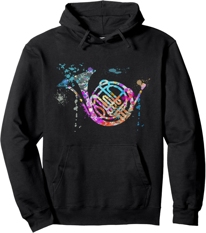 Französisches Horn Instrument Silhouette Französische Hörner Pullover Hoodie