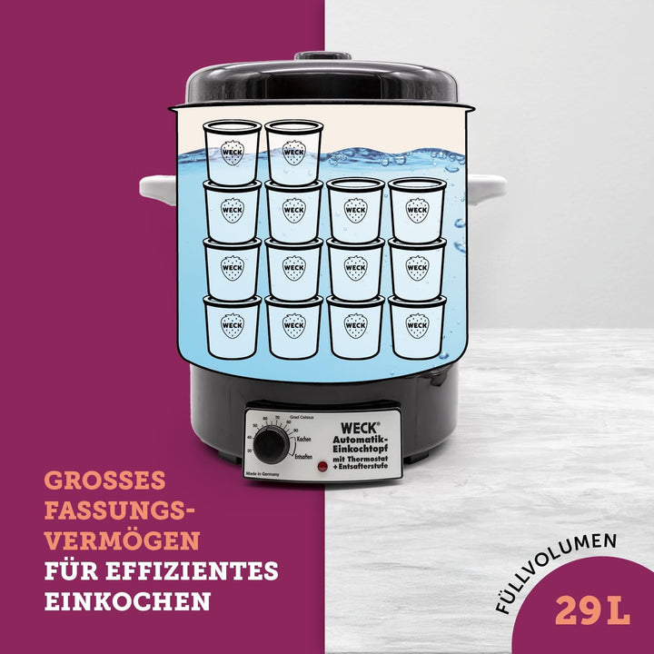 WECK Einkochautomat WAT 14 (Einkochtopf emailliert, mit Thermostat, ohne Uhr, 29 Liter), WAT 14