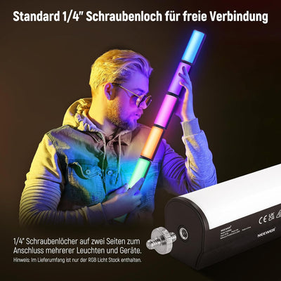 NEEWER Magnetischer Handlichtstab, 360° Voll RGB Mini LED Video Lichtstab mit 2500mAh wiederaufladba