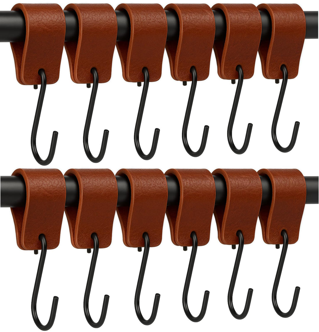 Brute Strength - S Haken Mit Lederschlaufe - Cognac - 24X - 12,5 x 2,5 cm - Kleiderhaken Garderobenh