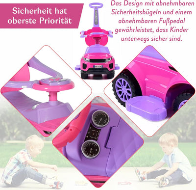 COIL Rutschauto mit der Schiebestange 614W Rutscher Babyrutscher Rutschfahrzeug Rosa, Rosa