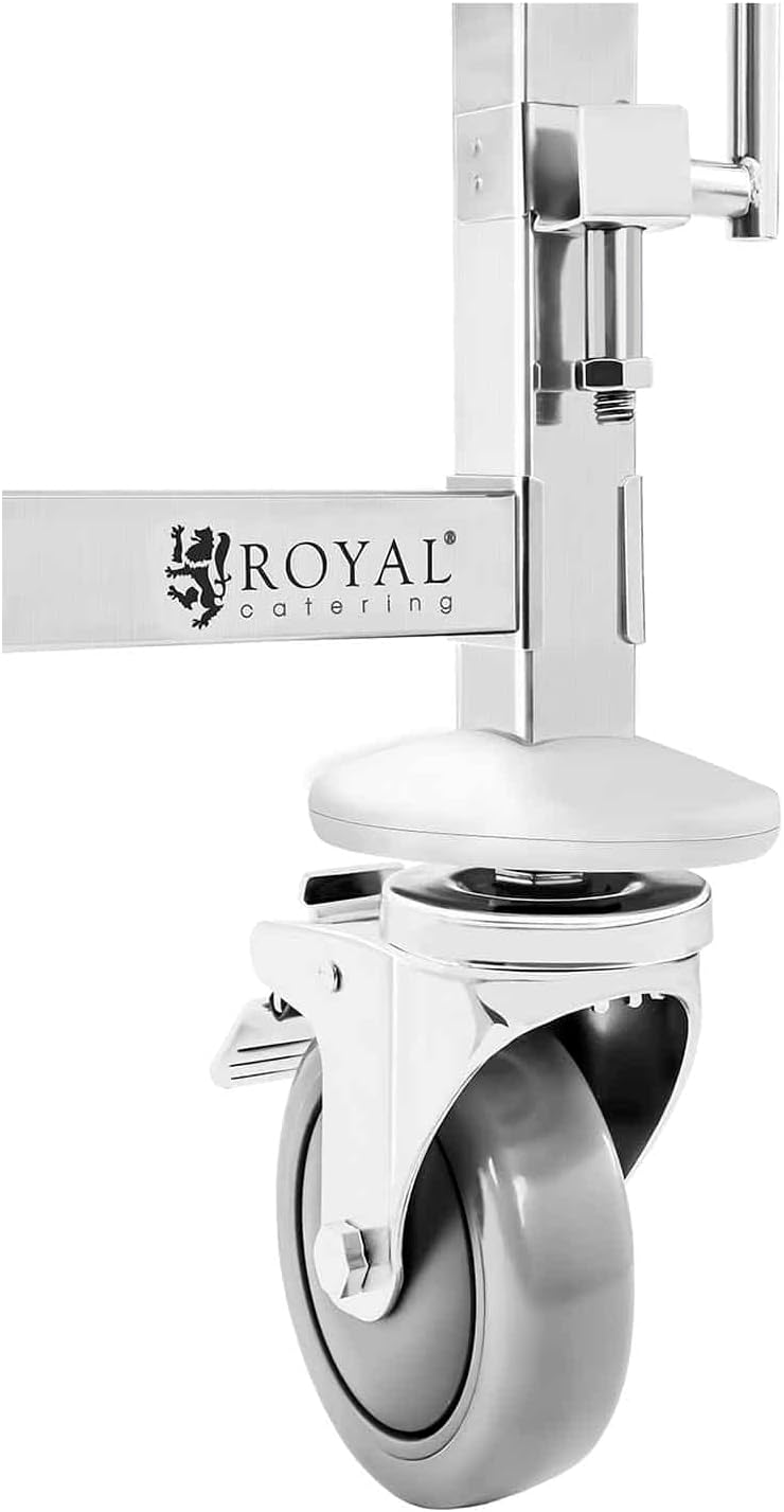 Royal Catering RCTW 6 GN 1/1 Tablettwagen 80 mm Abstand Edelstahl 6 Einschübe Quereinschub Räder mit
