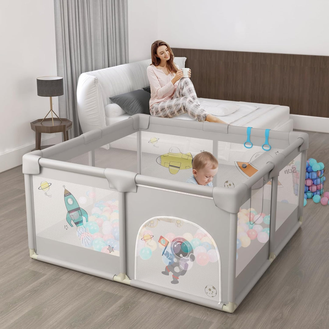 Froadp Laufgitter Baby Laufstall Playpen, Kinderlaufstall mit Tür,Oxford Sicherheitsspielplatz Schut