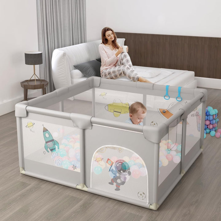 Froadp Laufgitter Baby Laufstall Playpen, Kinderlaufstall mit Tür,Oxford Sicherheitsspielplatz Schut