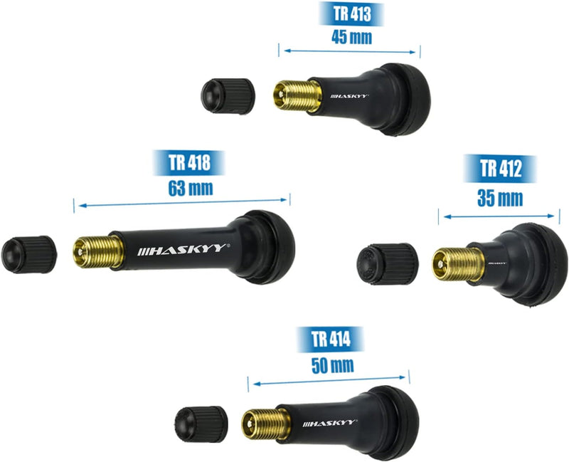 150x Haskyy Auto-Gummi-EPDM-Reifen-Ventile-Set-Satz 25x TR412 + 50x TR413 + 50x TR414 + 25x TR418 I