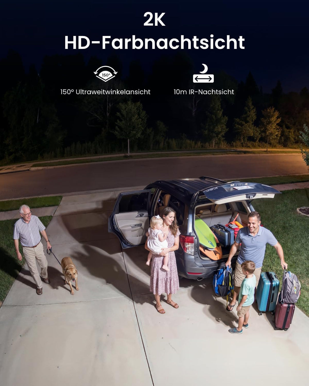 Reolink 2K Überwachungskamera Aussen Solar Akku, 150°Ansicht, bis zu 1000 lm Licht & Sirenenalarm, K