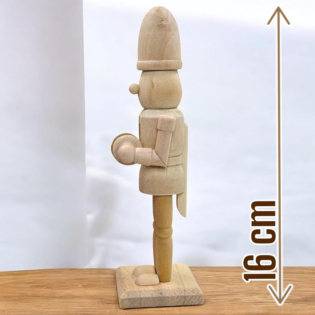 MIJOMA DIY Nussknacker Set aus Holz zum Selbstgestalten & Bemalen mit 6 Farben & Pinsel, 16cm hoch,