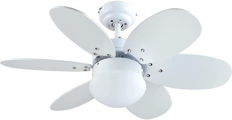 Bastilipo Menorca RC-Deckenventilator mit Fernbedienung, 60 W und 75 cm Durchmesser, E27, 60 W, Weis