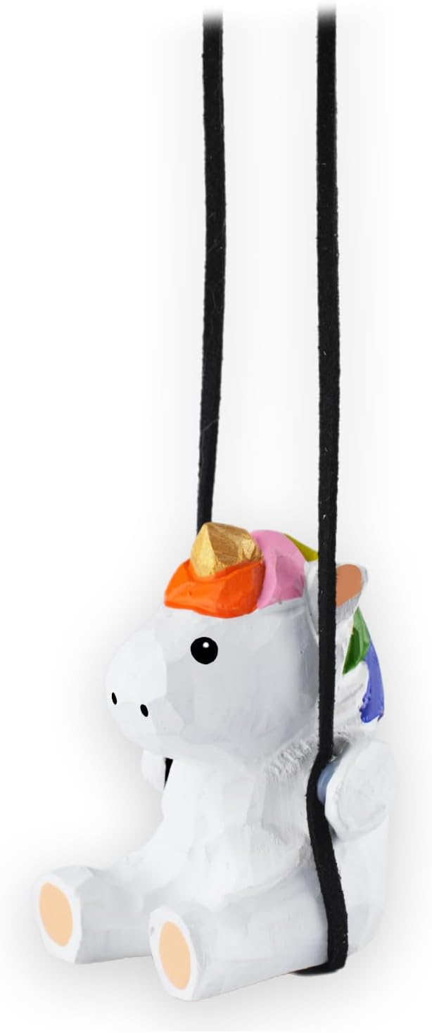 VIPbuy 100% handgemachtes hölzernes schwingendes Einhorn Auto hängendes Ornament - Niedliches handge
