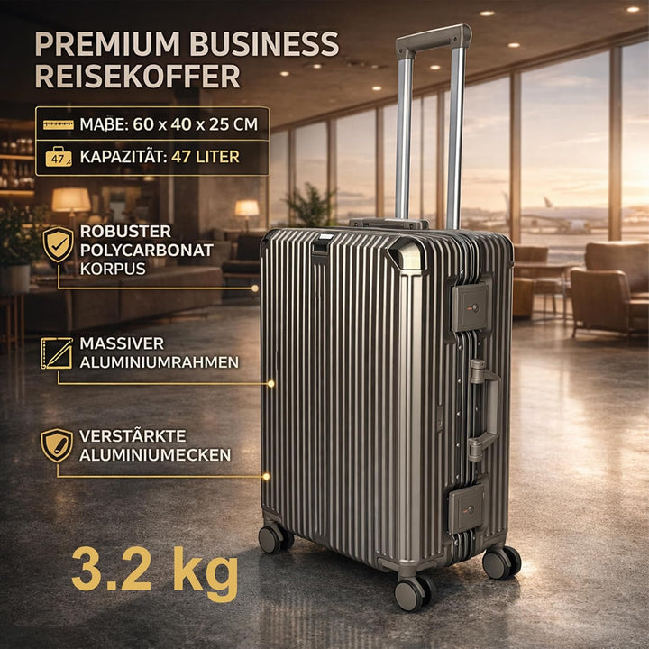 POSH Handgepäck Koffer M - Hartschale 60x40x25 cm Polycarbonat Trolley mit Aluminium Rahmen & 2 TSA-