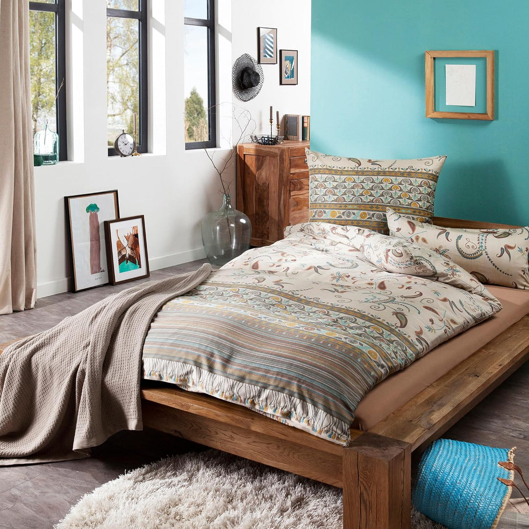 Bassetti Bettwäsche Lilith Feinsatin Natur-beige-braun Grösse 200x200 cm (80x80 cm) 200 x 200 cm Bei