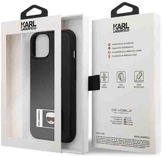 Karl Lagerfeld KLHCP13M3DKPK Hülle für iPhone 13 6,1" schwarz/Black hardcase Ikonik Patch