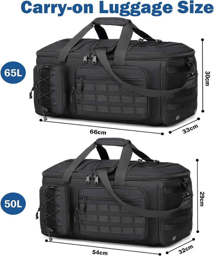 3 in 1 Sporttasche Herren mit Schuhfach & Rucksackfunktion Taktische Reisetasche Handgepäck Rucksack