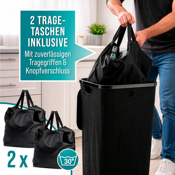EASYmaxx Pfandflaschen Sammelbehälter 100 Liter, 25kg Gesamtlast | Flaschen Aufbewahrung + Antiglasb