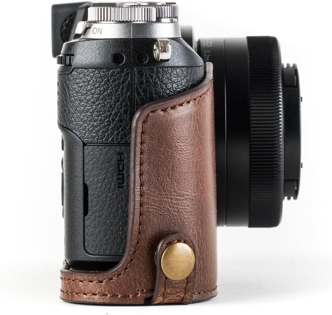 MegaGear Panasonic Lumix DMC-GX85, GX80 mit 12-32mm Objektiv Ever Ready Leder Kamera-Case mit Trager