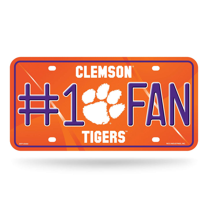Rico NCAA #1 Ventilator, Metall, Auto Tag Clemson Tigers, Clemson Tigers