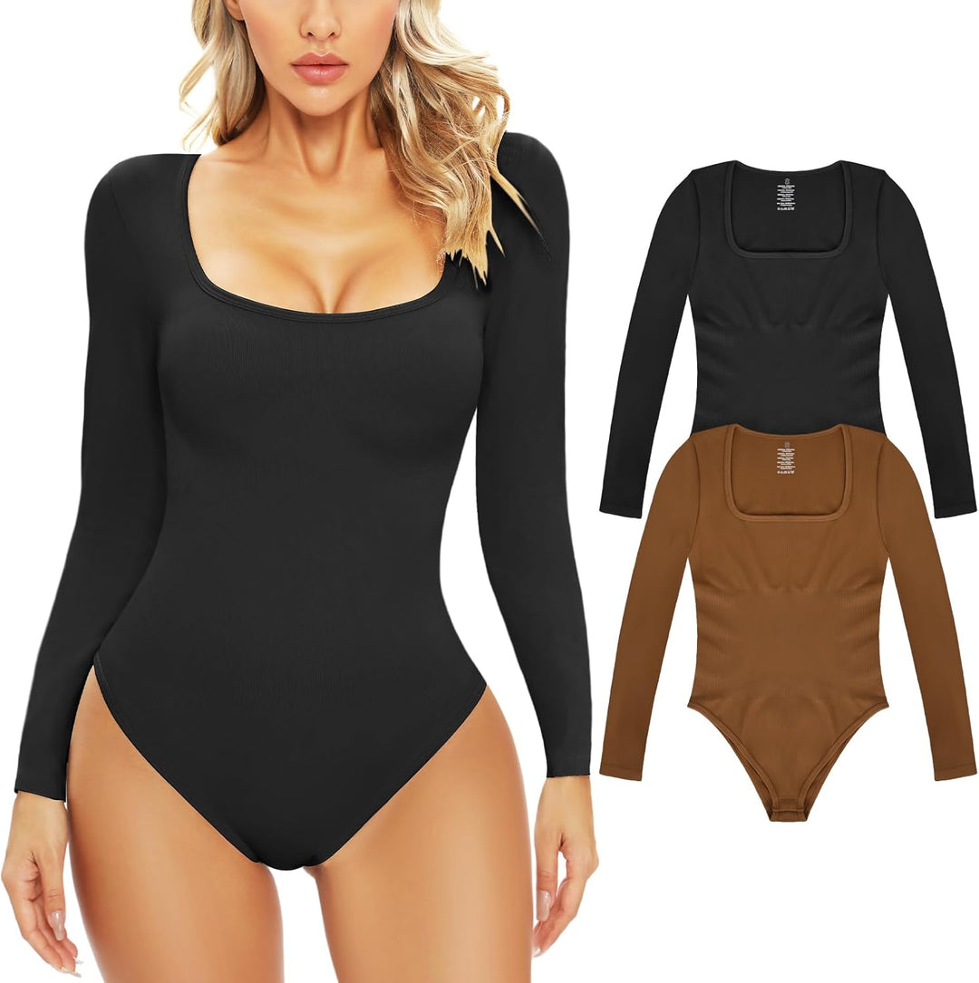 Svanco Body Damen Langarm Bodysuit Bauchweg Formende Shaping Body Shaper für Frauen Elegant Slimming