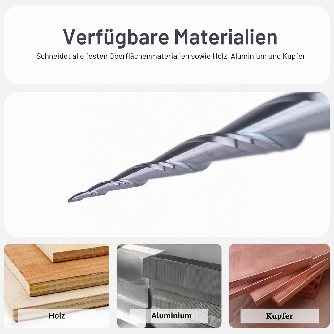 SpeTool Kugelkopffräser 6mm Schaft VHM Konische Fräser CNC 2 Flöten 0,25 mm Radius Schaftfräser mit