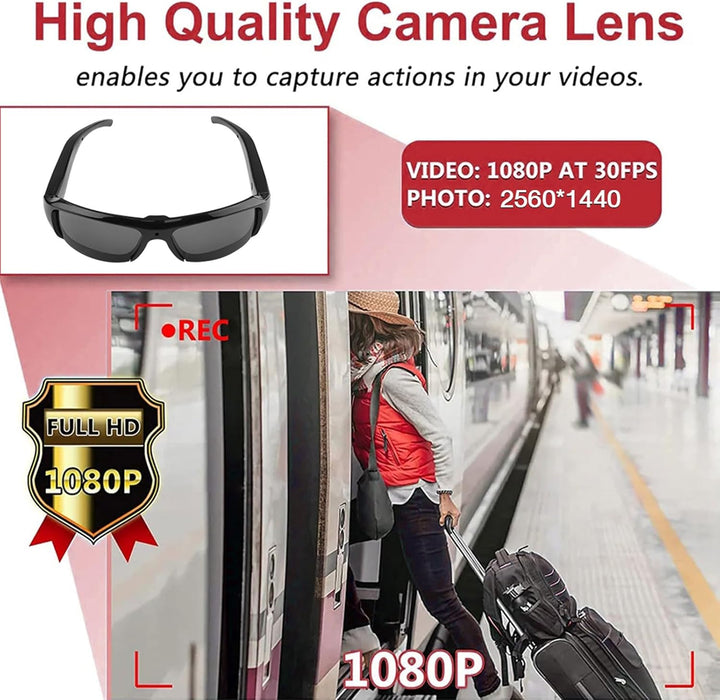 Fockety 1080p Kamera Sonnenbrille, Anti -Shake -Weitwinkel -Objektivsport -Action -Kamera -Brille mi