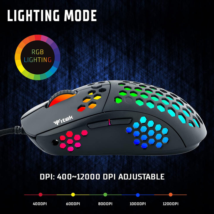 iTek itek G71-12000DPI, RGB, Software, P3327 Sensor, Ultraleicht, Wabenwaben, ITMGG71, Schwarz