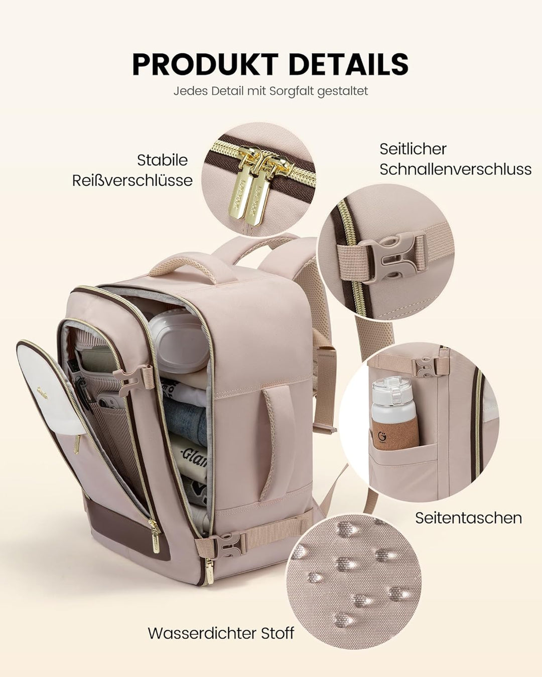LOVEVOOK Ryanair Handgepäck 40x30x20, 24L Travel Handgepäck Rucksack für Damen und Herren, Ryanair R