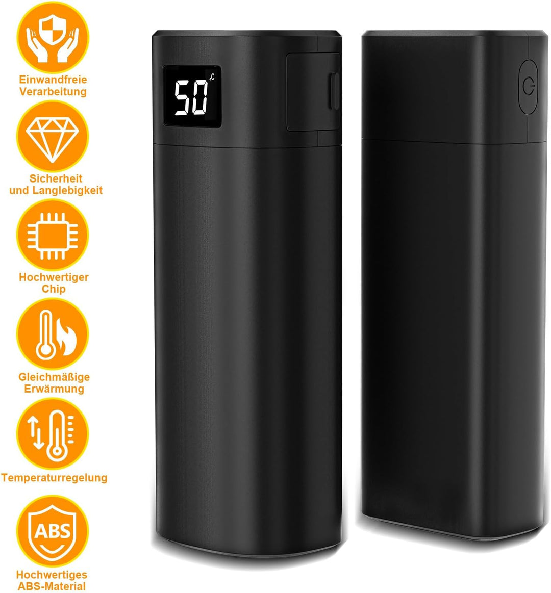 Elektrischer Handwärmer Magnetisch 5000mAh X2 Duale Heizung, 3-Temperaturstufen mit LCD-Display & Po