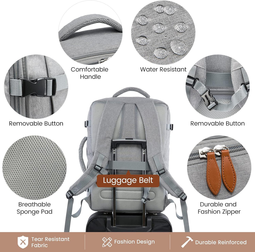 LOVEVOOK Handgepäck Reiserucksack, Erweiterbarer Rucksack Handgepäck Flugzeug, Laptop Rucksack für 1