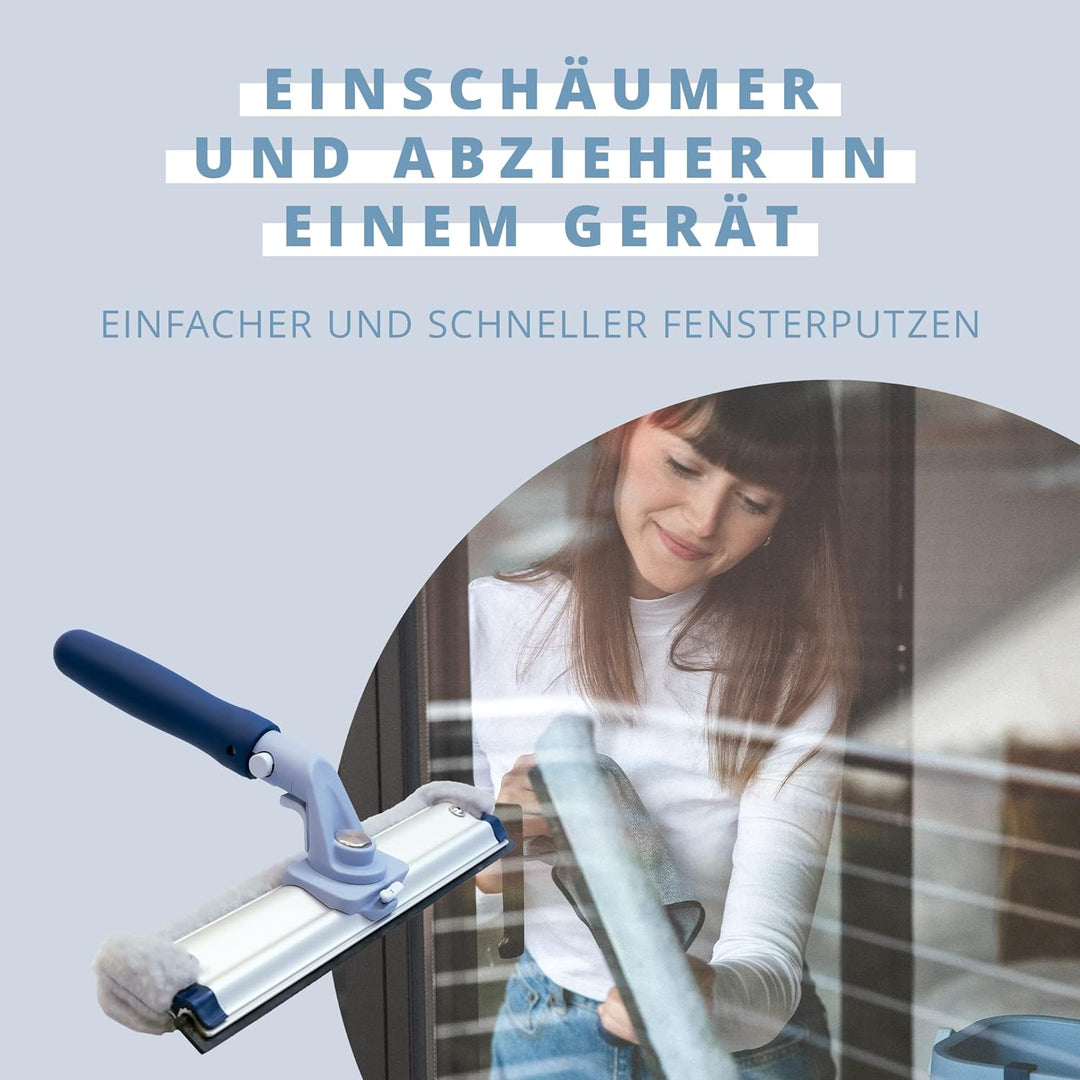 Ha-Ra Fensterwischer ERA 32 cm I All-In-One Abzieher & Einschäumer I Aluminium-Schiene I 30 m² Fenst