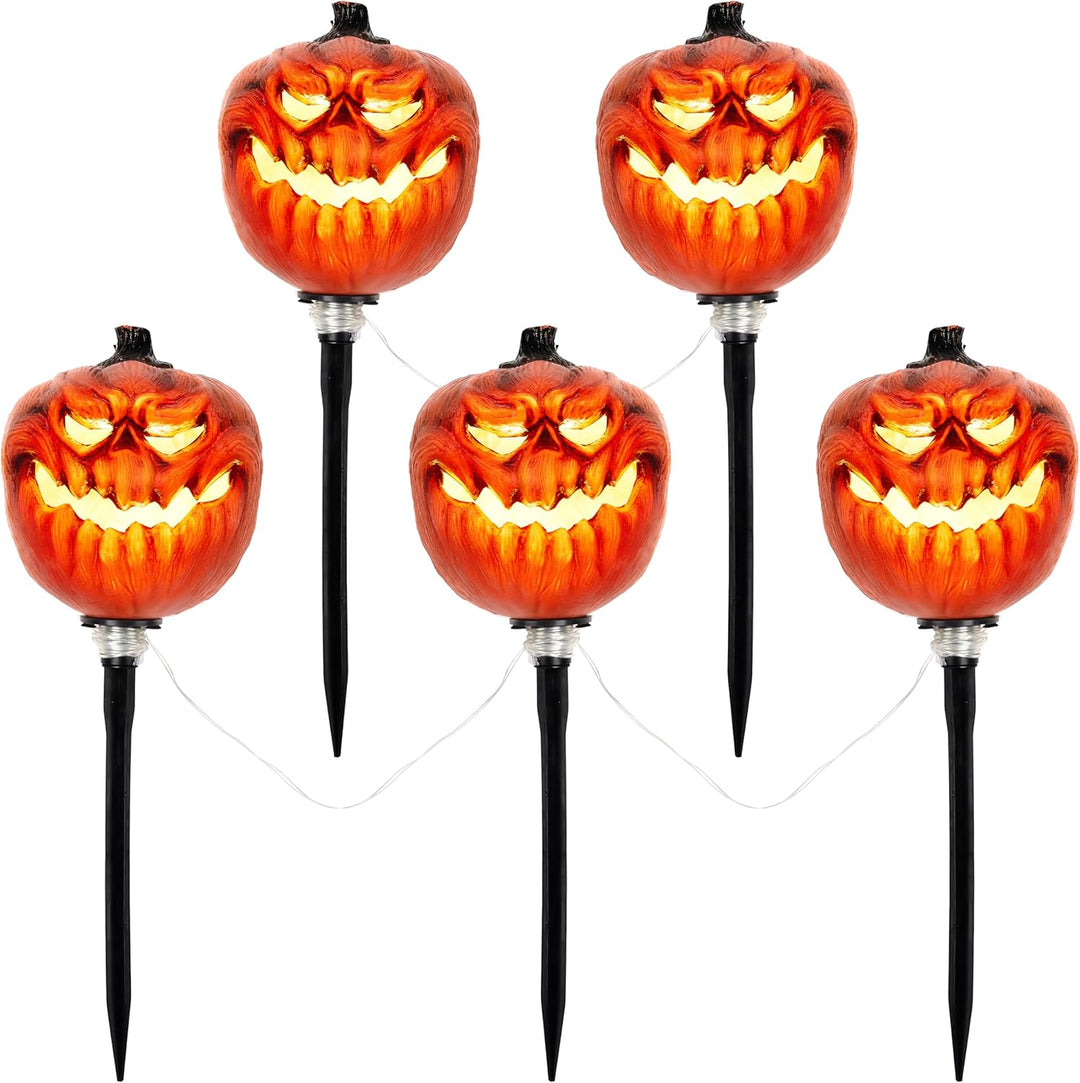 JOYIN Halloween-Jack-O-Laterne, Wegemarkierungen, Dekoration, 3 Stück 38,1 cm LED-Kürbislaternenpfäh