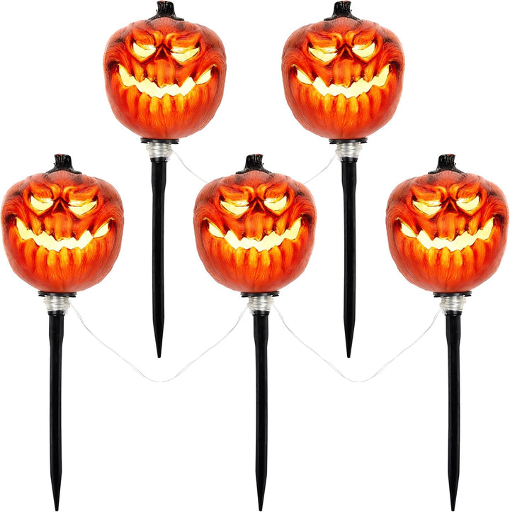 JOYIN Halloween-Jack-O-Laterne, Wegemarkierungen, Dekoration, 3 Stück 38,1 cm LED-Kürbislaternenpfäh