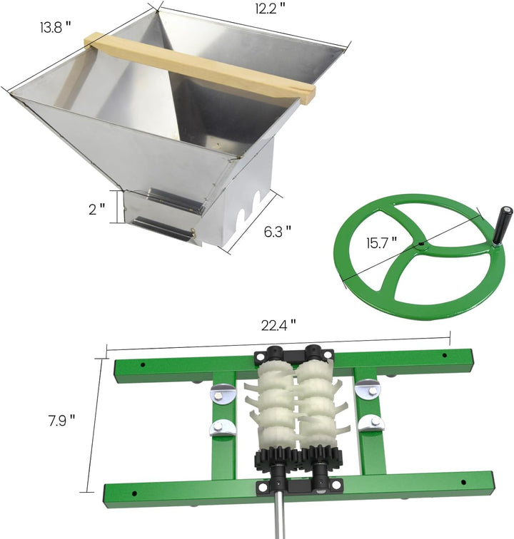 7L Obstmühle Obstmuser Obsthäcksler Beerenmühle mit Handkurbel mit Edelstahltrichter zur Maischehers
