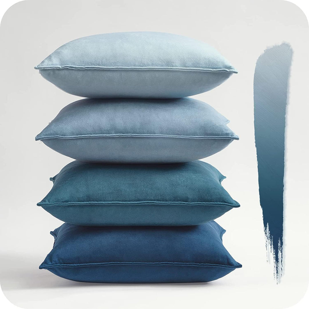 Topfinel Kissenbezug 45x45 4er Set blau Samt Farbverlauf Kissenbezüge Kissenhülle sofakissen dekokis