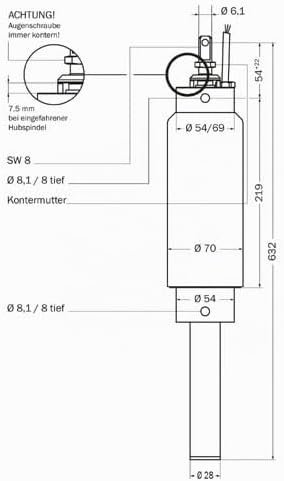 Motoröffner, Spindelantrieb Lichtkuppel 230V / 500mm HUB, JMBB 500-0500-LS mit Halterungen