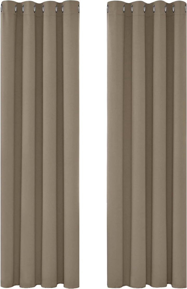 Deconovo Verdunkelungsvorhang Blickdicht Gardinen mit Ösen Wohnzimmer, 114x132cm(HöhexBreite), Taupe