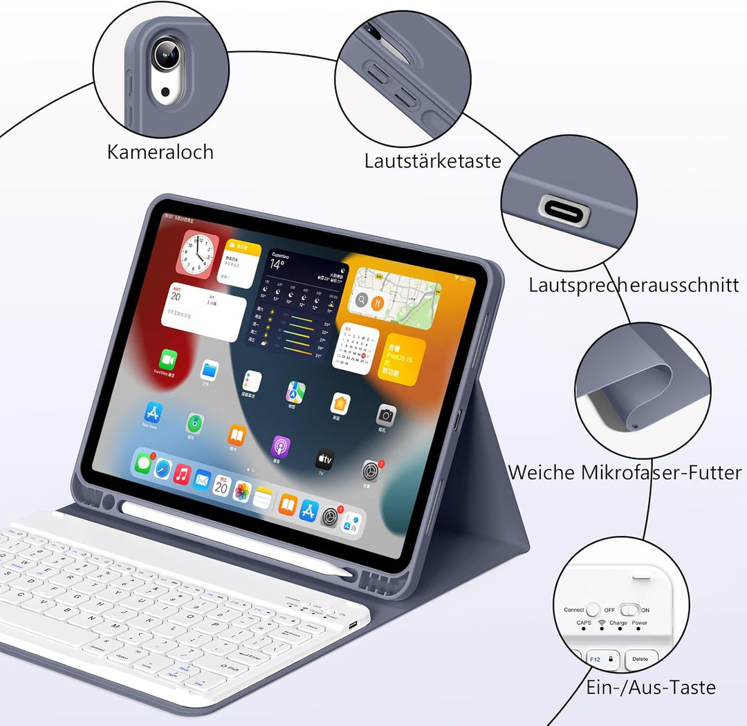 Tastatur Hülle für iPad Air 11 Zoll M3/M2 (2025/2024), iPad Air 5./4. Generation 2022/2020 10,9 Zoll