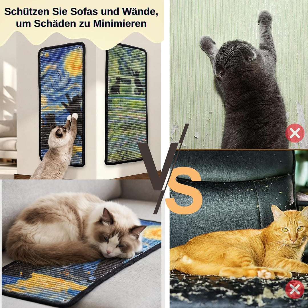 JanYoo 2 Stück Kratzmatte aus Sisal, Kratzmatte für Katzen, mit Klebeband, Katzenkratzmatte, Teppich