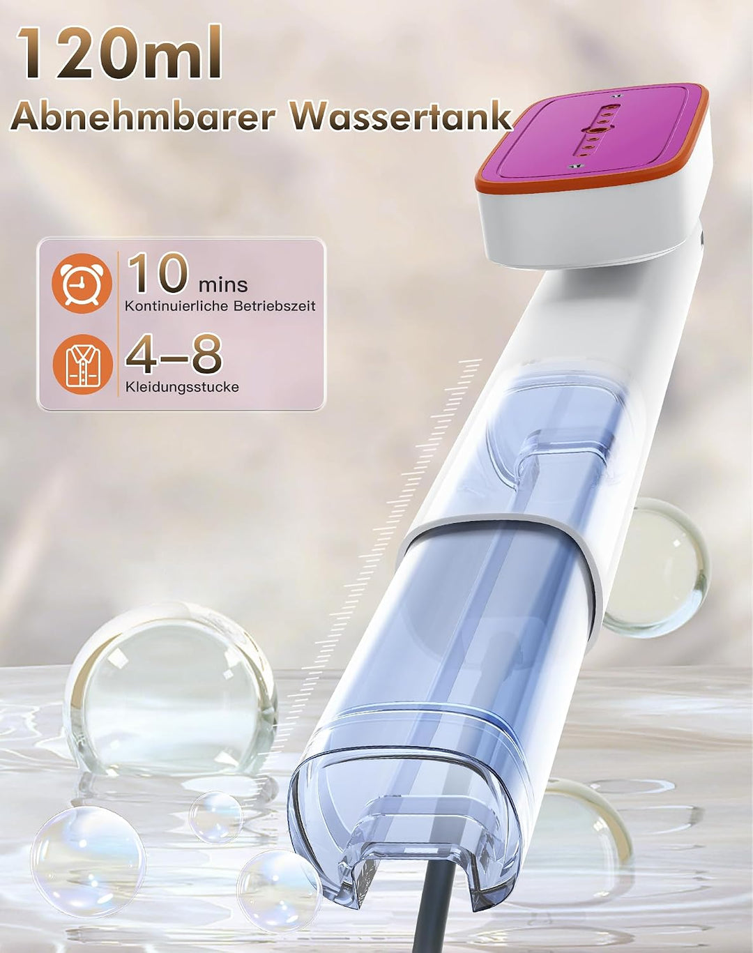 Dampfglätter, 2-IN-1 Reisedampfglätter, 15s schnelles Aufheizen, 220–240V EU Spannung, 1200W Steamer