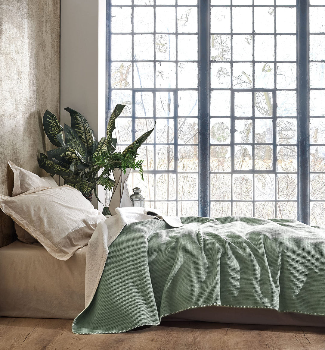 BOHORIA® Kuscheldecke Soft Waffle 130x170cm | Winterdecke flauschig für Sofa, Sessel & Bett | Baum-W