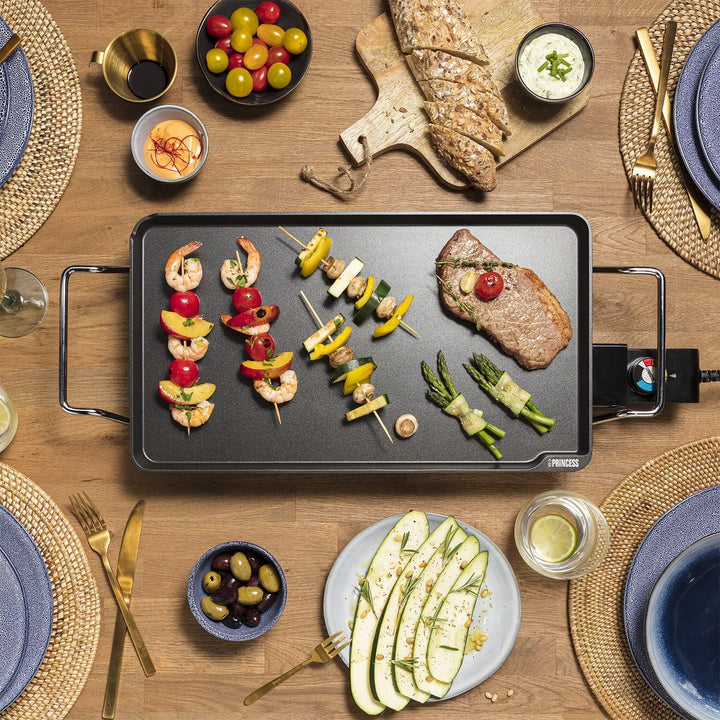 Plancha Princess Chef Pro Classic schwarz – Aluguss – 4 Personen – 46 x 26 cm – 2000 W, 46 x 26 cm