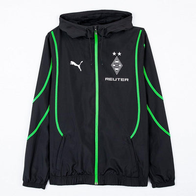 Puma Borussia Mönchengladbach Prematch Woven Jacket BMG Kapuzenjacke Gladbach PUMA BLACK / PUMA GREE