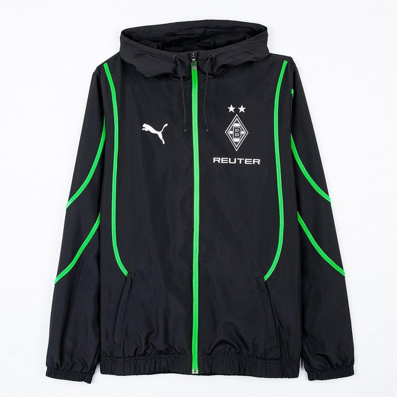 Puma Borussia Mönchengladbach Prematch Woven Jacket BMG Kapuzenjacke Gladbach PUMA BLACK / PUMA GREE