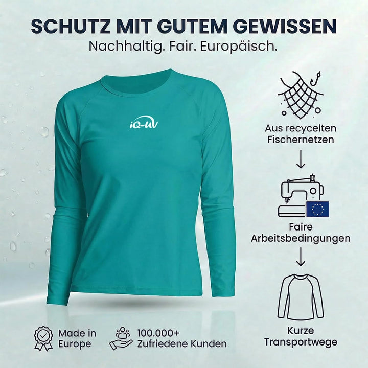 iQ-UV Sportshirt Damen Langarm – Elastisches UV Shirt für Damen für Wasser & Sport – Rash Guard mit