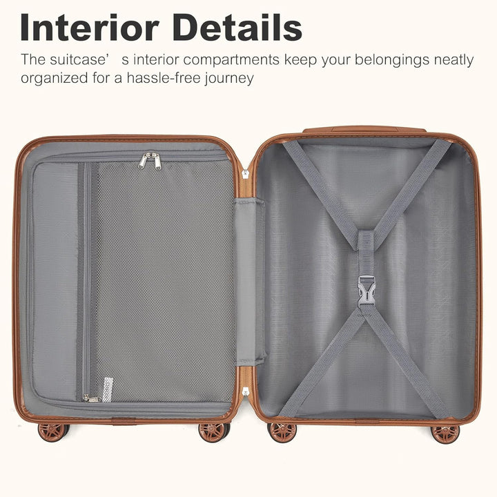 KONO Handgepäck Koffer Trolley Koffer Reisekoffer leicht aus ABS+PC mit 4 Rollen Hartschalenkoffer T