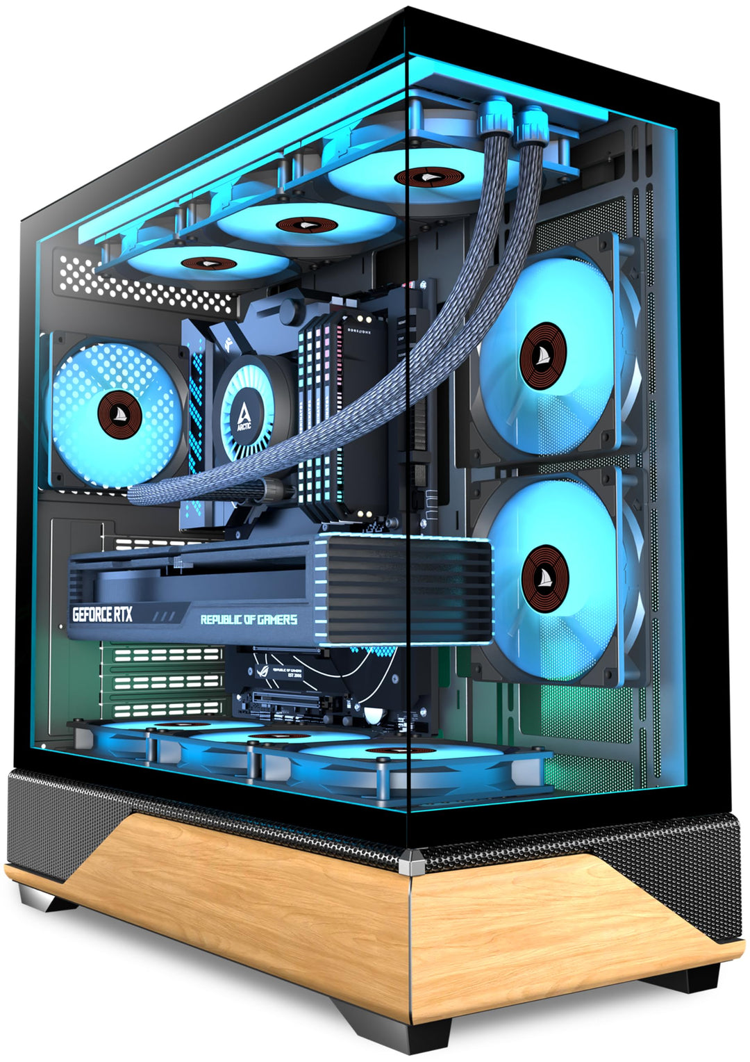 KEDIERS PC Gehäuse Vorinstallierter 5 × 120MM Schwarz Lüfter, ATX Mid Tower PC Gehäuse, Computergehä
