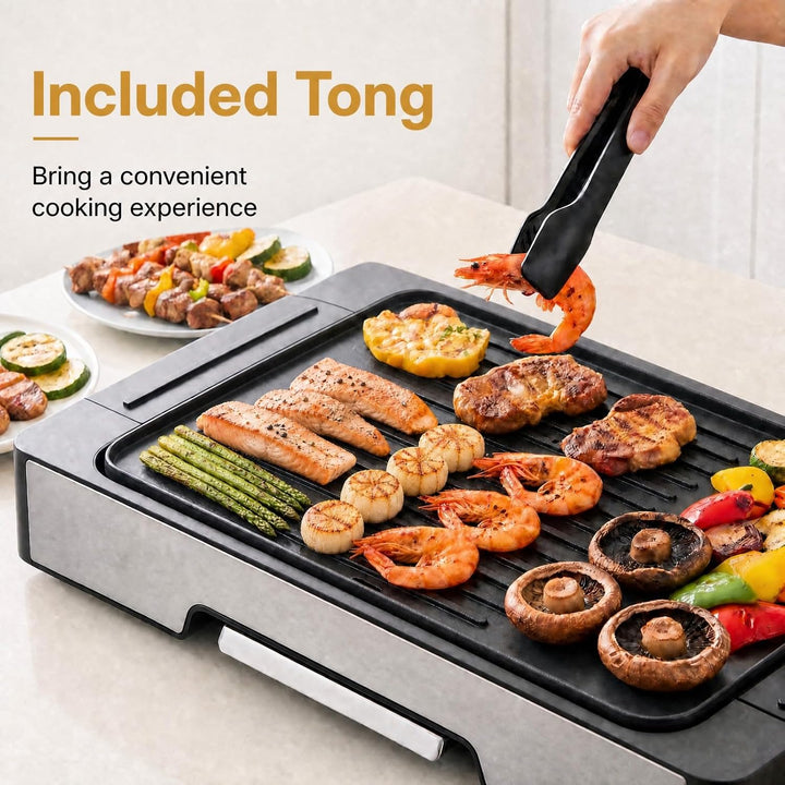 LIFEZEAL Tischgrill, 2300W Elektrogrill mit Auffangschale &amp; kompakter Grillfläche, Indoorgrill mit A