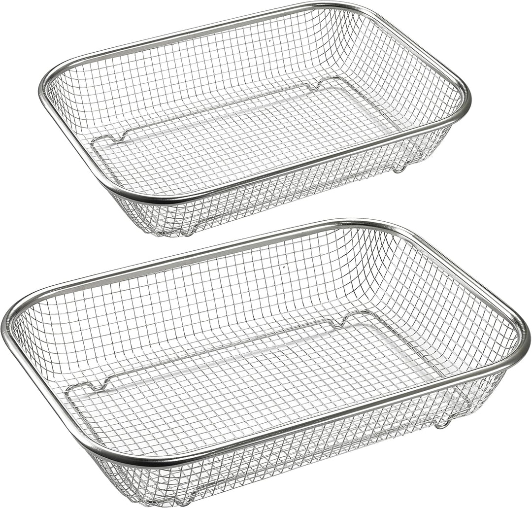 Supremery 2er Set Backofen Edelstahl Grillkorb Grillgitter Grillblech Backkorb für fettarmes Heisslu