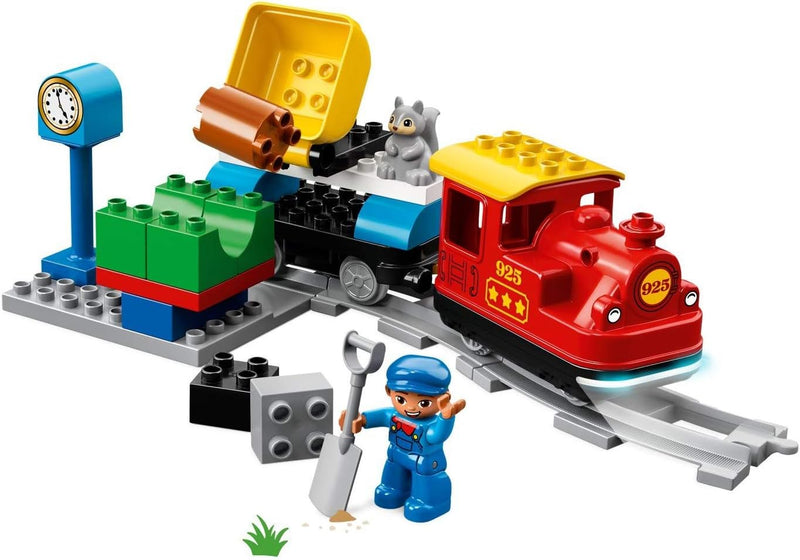 LEGO 10874 DUPLO Dampfeisenbahn, Spielzeugeisenbahn mit Licht & Geräuschen und Push-&-Go-Motor, Spie