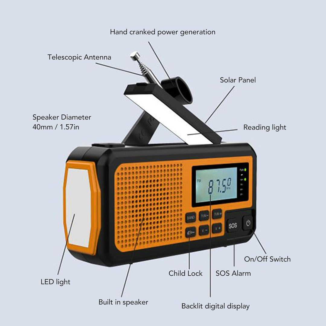 Notfall-Wetterradio, Kurbelradio, Solarradio, 4000-mAh-Wetterwarnradio, Solarladung, Handkurbel und